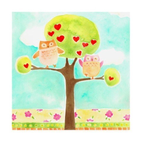 June Erica Vess 'Hoots & Hearts I' Canvas Art, 18x18, Trademark Fine Art, Mfr#: WAG16237-C1818GG